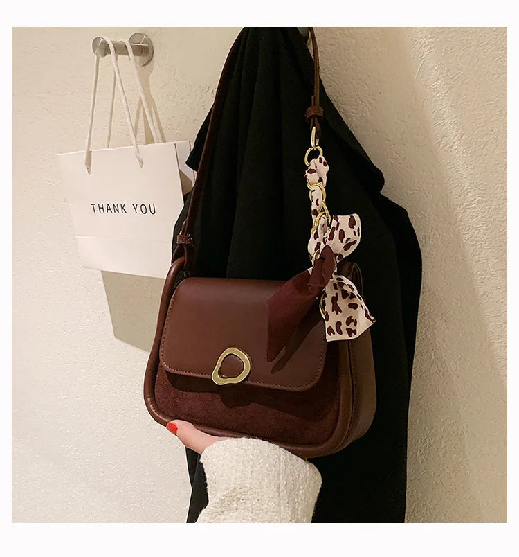 Vintage Matte Leather Underarm Crossbody Shoulder Bags for Women
