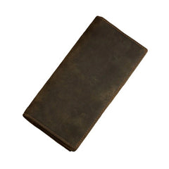 Vintage Men Crazy Horse Leather Wallet Long Leather Clutch Wallet Male Bifold Cl