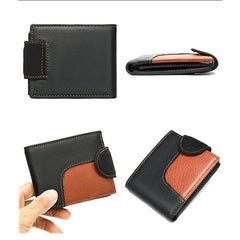 Vintage Leather Patchwork Men Wallet with Multi-card Slots