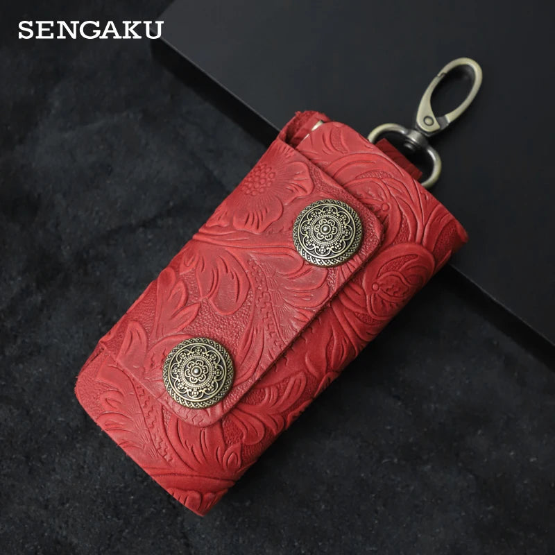 Vintage Leather Key Wallet Soft Bag Keychain Case Cover