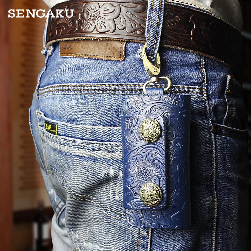 Vintage Leather Key Wallet Soft Bag Keychain Case Cover