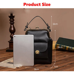 Vintage Metal Buckle Clip Women PU Leather Crossbody Bag