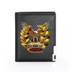 Vintage Roman Legion Leather Wallet Slim Credit Card/ID Holder