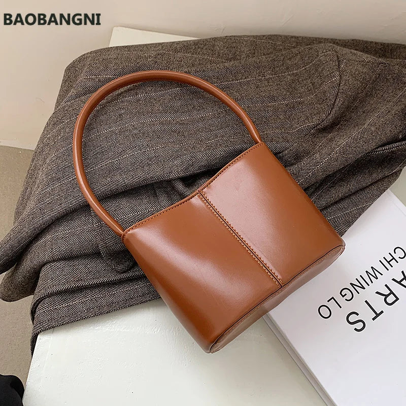 Vintage Mini Leather Tote Bags Winter Handbag Lady Trending Travel Shoulder Purs