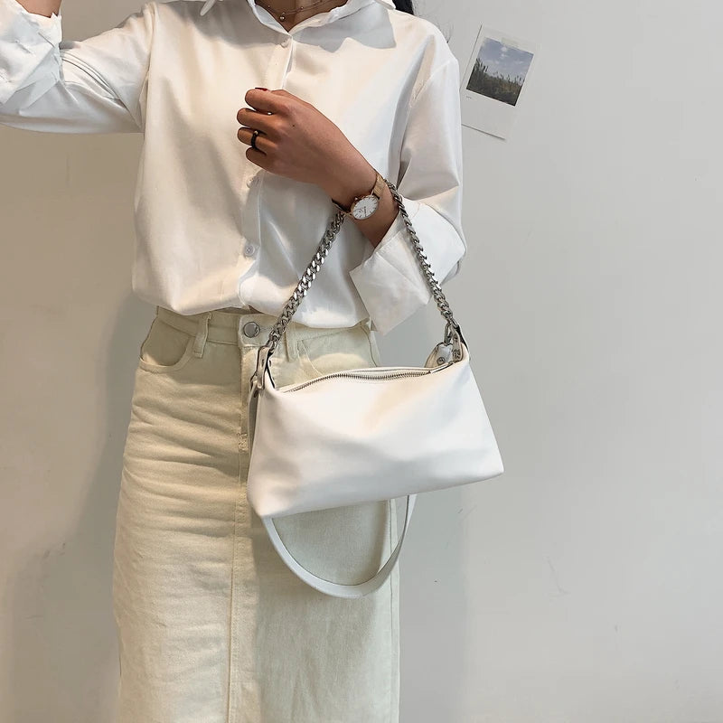 Vintage Minimalist Women Shoulder Bag Soft Leather Crossbody Messenger Bag