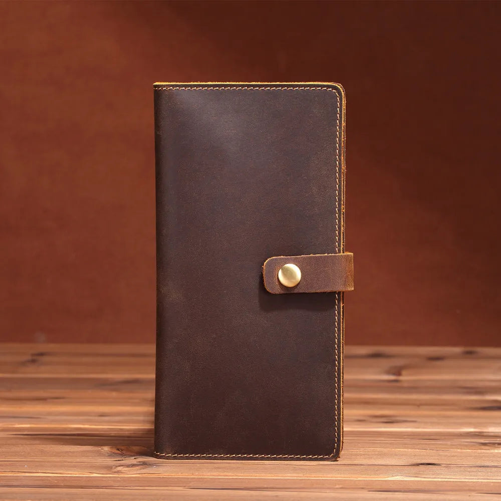Vintage Multi-Card Long Wallet Real Leather Men's Purse