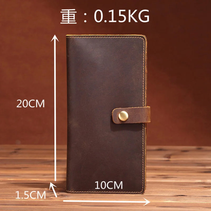 Vintage Multi-Card Long Wallet Real Leather Men's Purse
