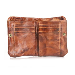 Vintage Multi-card Soft Bag Top Layer Cowhide Wallet with Zipper Bifold Purses