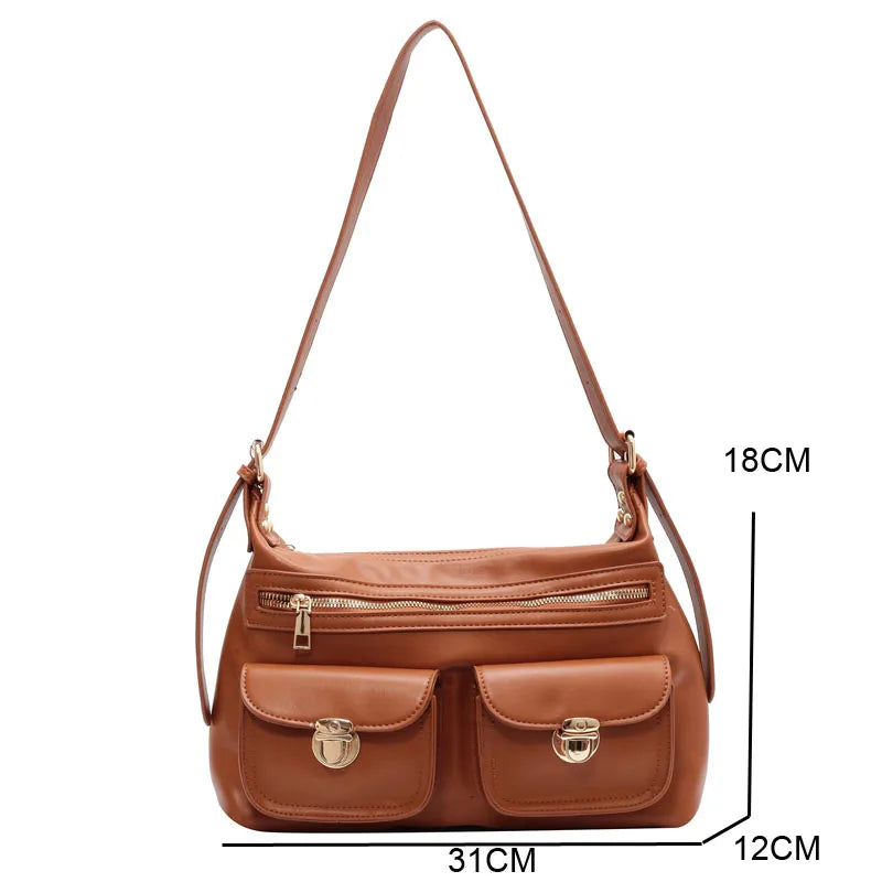 Vintage Leather Crossbody Bag for Ladies