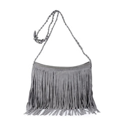 Vintage Fringe Messenger Bag Solid Zipper Shoulder Bag