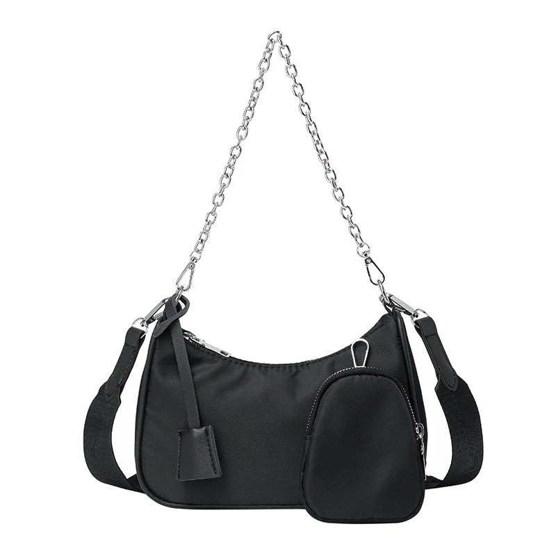 Vintage Nylon Crossbody Bag 2pcs Set Women Sport Shoulder Tote Bags