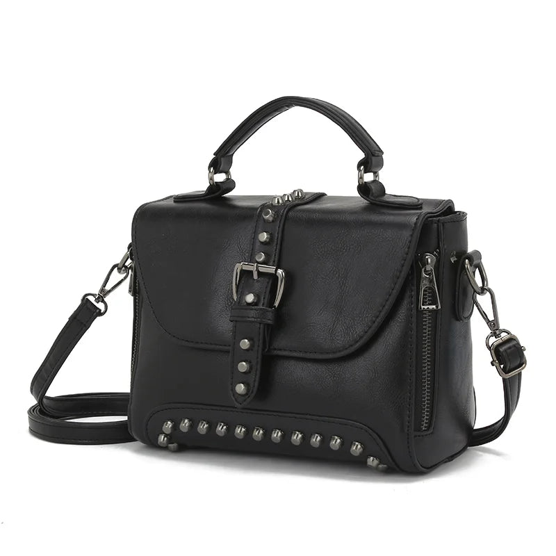Vintage Oil Leather Handbags Women Bags Crossbody Bags for Women Hot Rivet Small