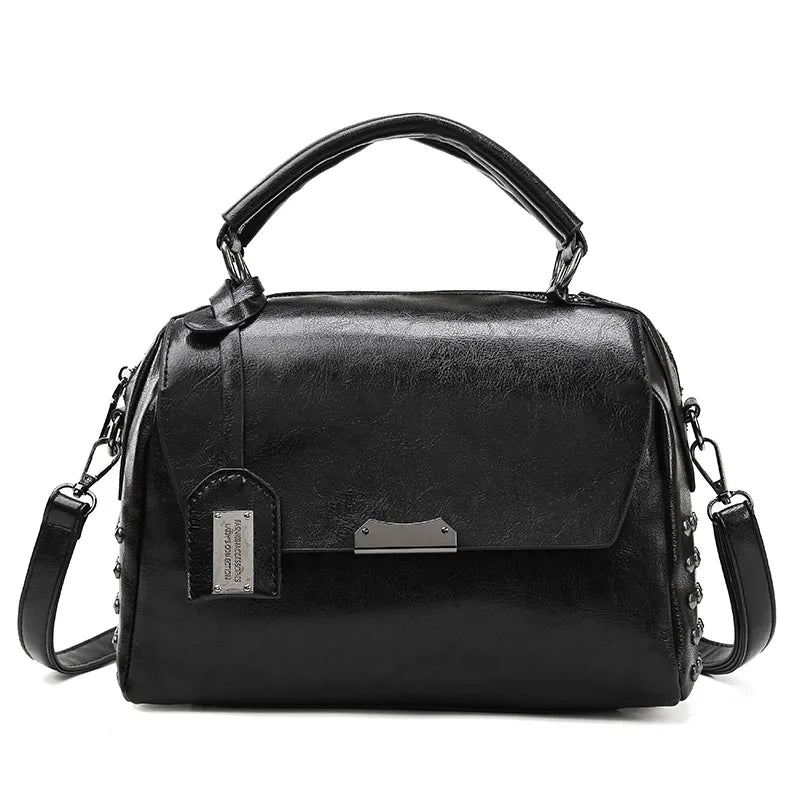Vintage Oil Wax Leather Solid Flap Handbags Women Bags Ladies Crossbody Bags