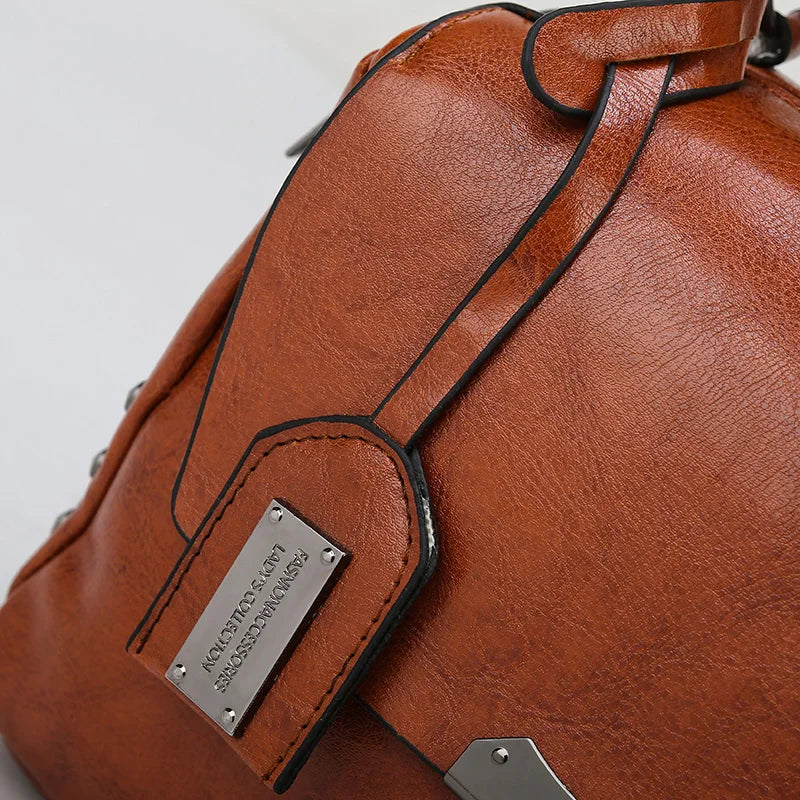 Vintage Oil Wax Leather Solid Flap Handbags Women Bags Ladies Crossbody Bags