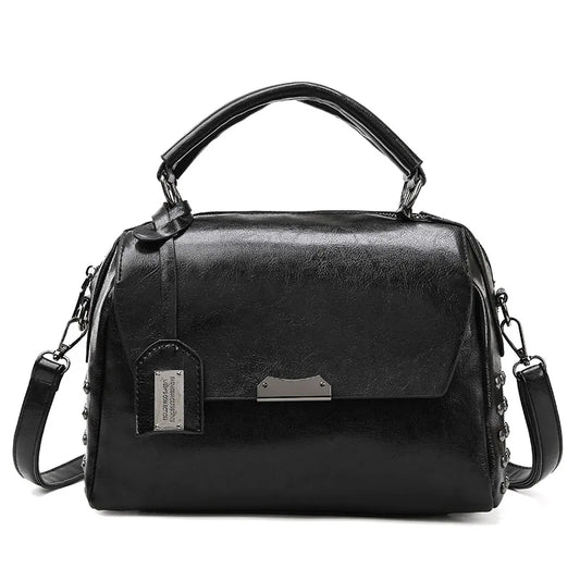 Vintage Oil Wax Leather Solid Flap Handbags Women Bags Ladies Crossbody Bags