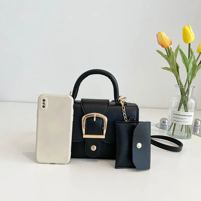 Vintage Orange Leather Shoulder Bags With Handle Mini Crossbody Bags