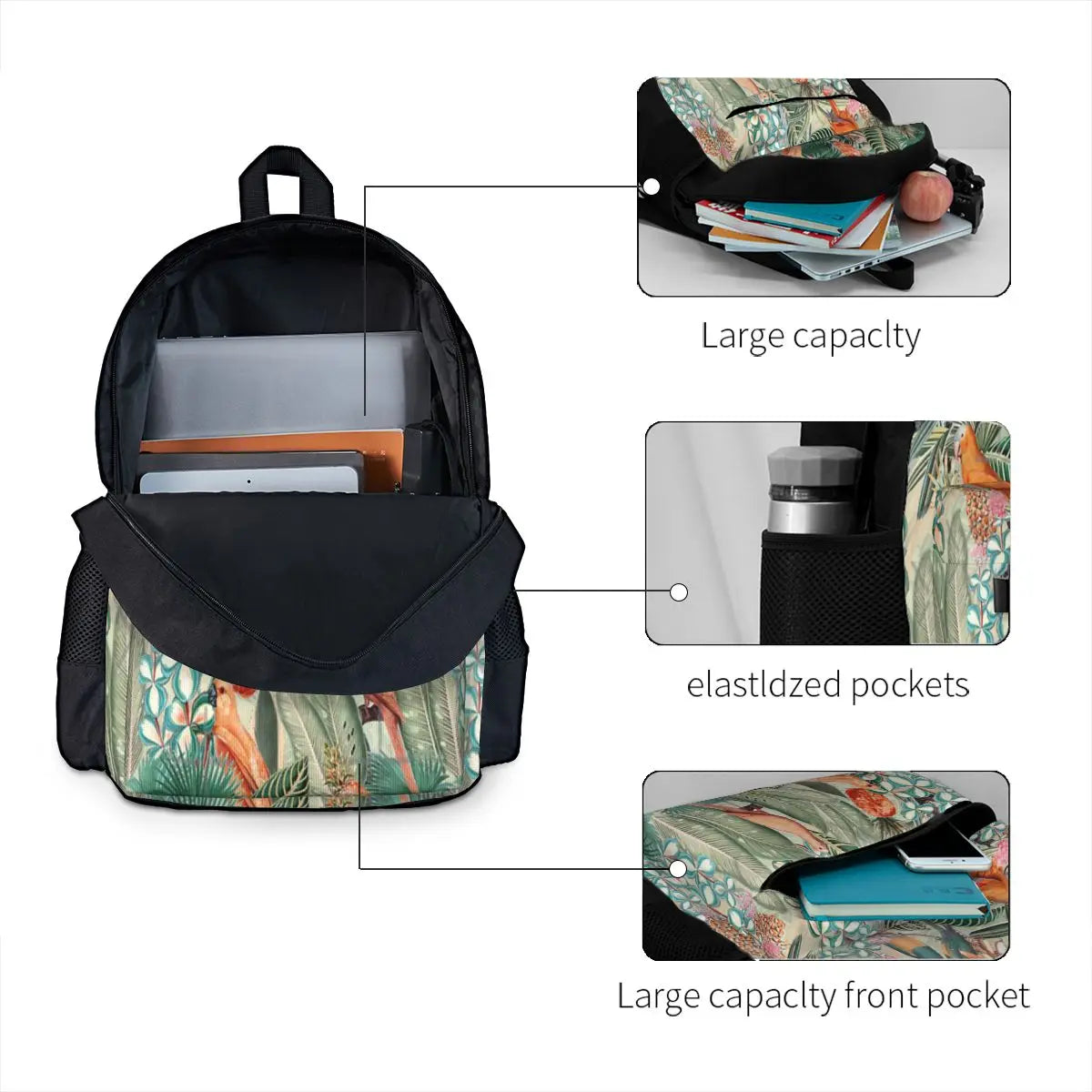 Orange Tropical Bird Jungle Backpacks Men's & Women's Bag