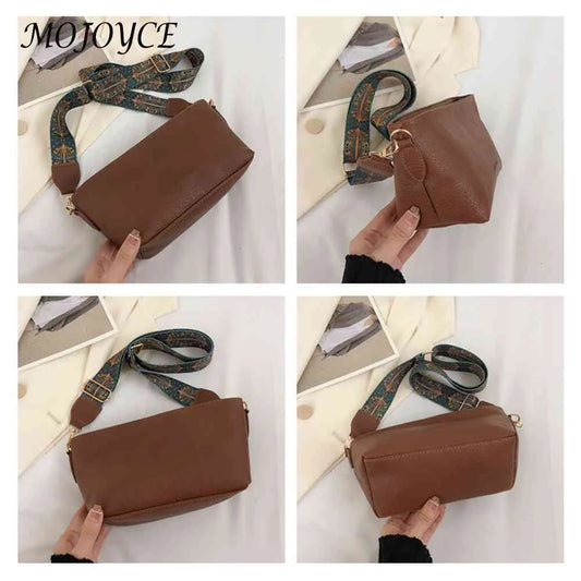 Vintage PU Lady Crossbody Shoulder Bag Solid Print