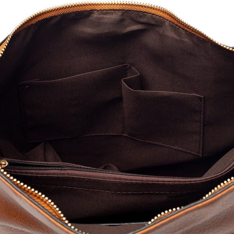 Vintage PU Leather Crossbody Bag Women's Shoulder Bag Top-handle Totes Bag