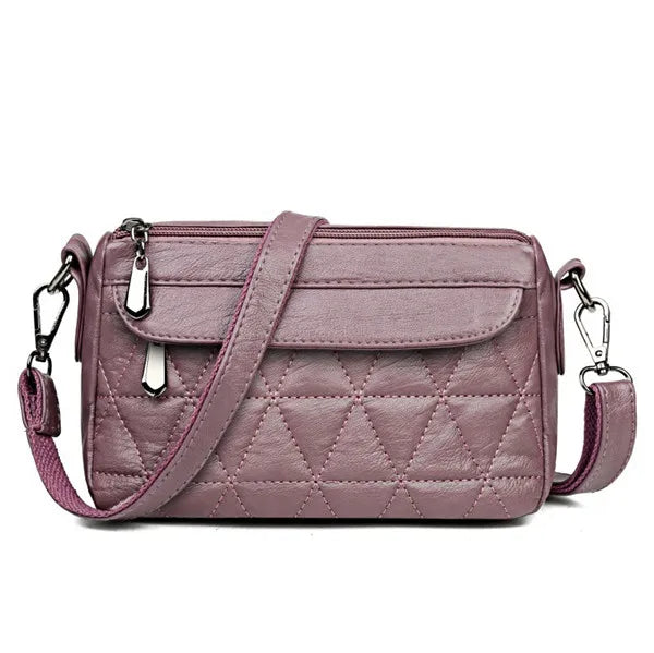 Vintage PU Leather Crossbody Handbag For Women Solid Lady Shoulder Bag