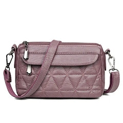 Vintage PU Leather Crossbody Handbag For Women Solid Lady Shoulder Bag