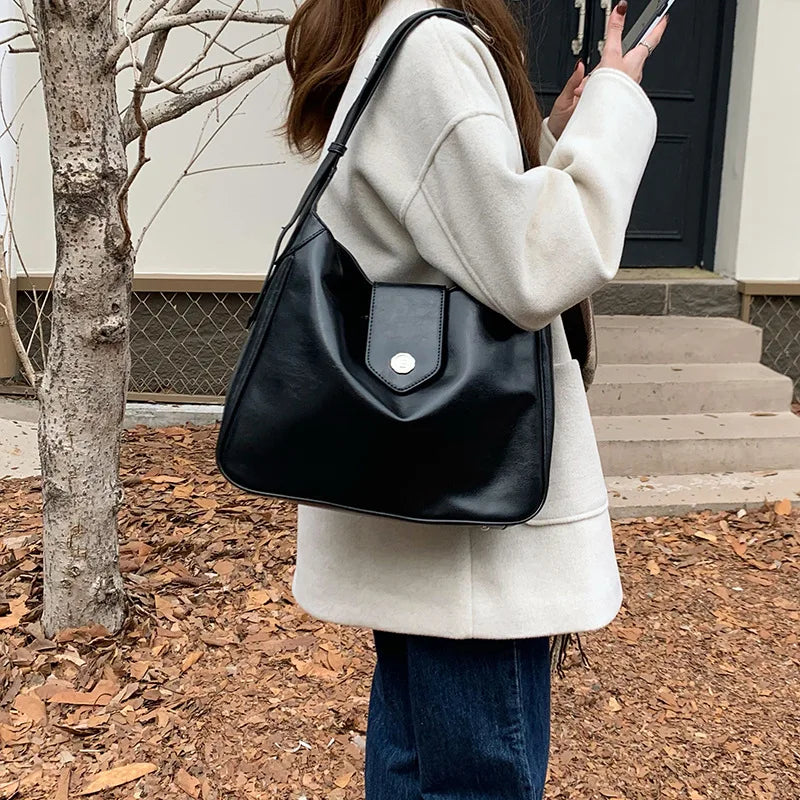 Vintage PU Leather Women's Bag One Shoulder Crossbody Tote Handbag