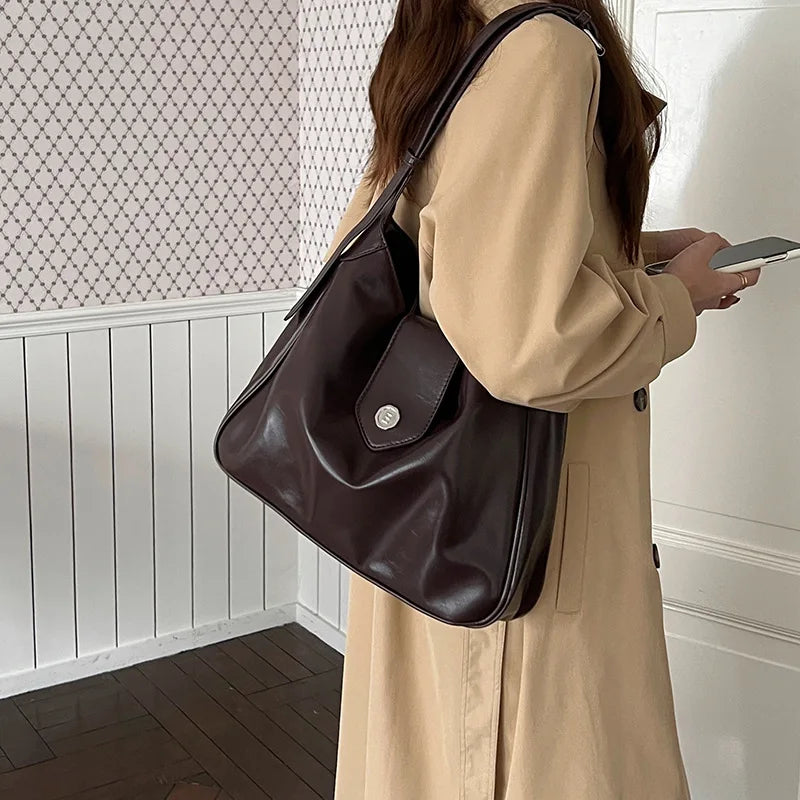 Vintage PU Leather Women's Bag One Shoulder Crossbody Tote Handbag