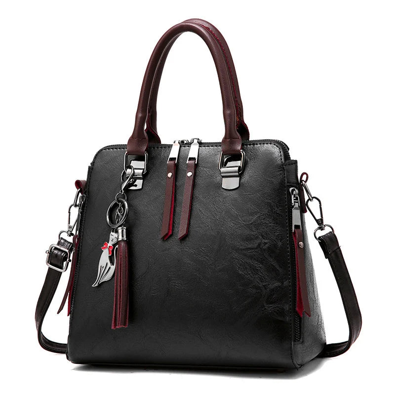 Vintage PU Leather Tassel Handbag Crossbody Shoulder Bag