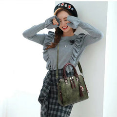 Vintage PU Leather Tassel Handbag Crossbody Shoulder Bag