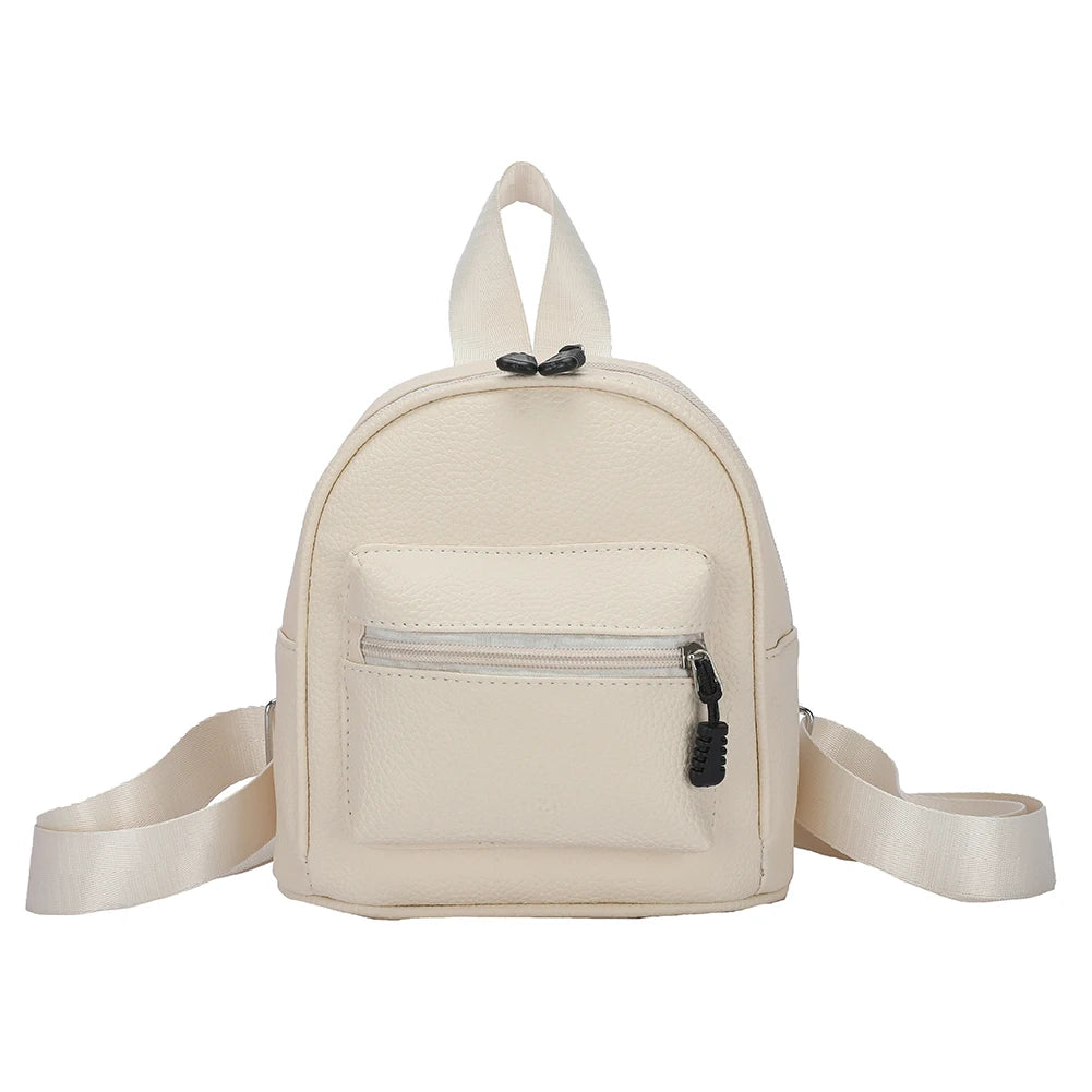 Vintage PU Leather Small Shoulder Bag Women Solid Knapsack