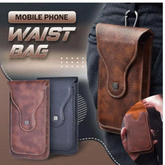 Vintage PU Leather Phone Bag Outdoor Sport Waist Bag Protective Case