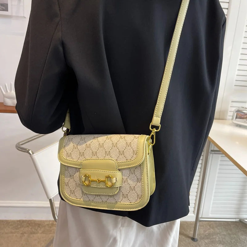 Vintage PU Leather Crossbody Square Bag Women's Small Handbag Armpit Bag