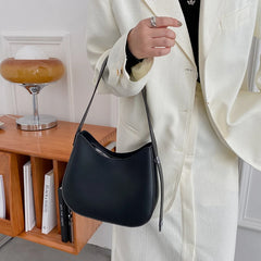 Vintage PU Leather Shoulder Half Moon Bag for Women