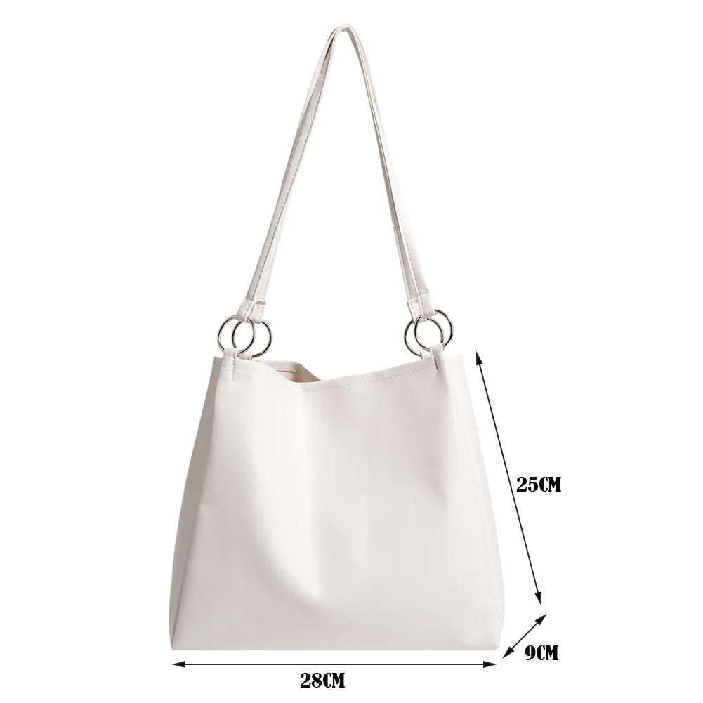 Vintage PU Leather Shoulder Shopping Bag Female Women Solid Durable Handbag