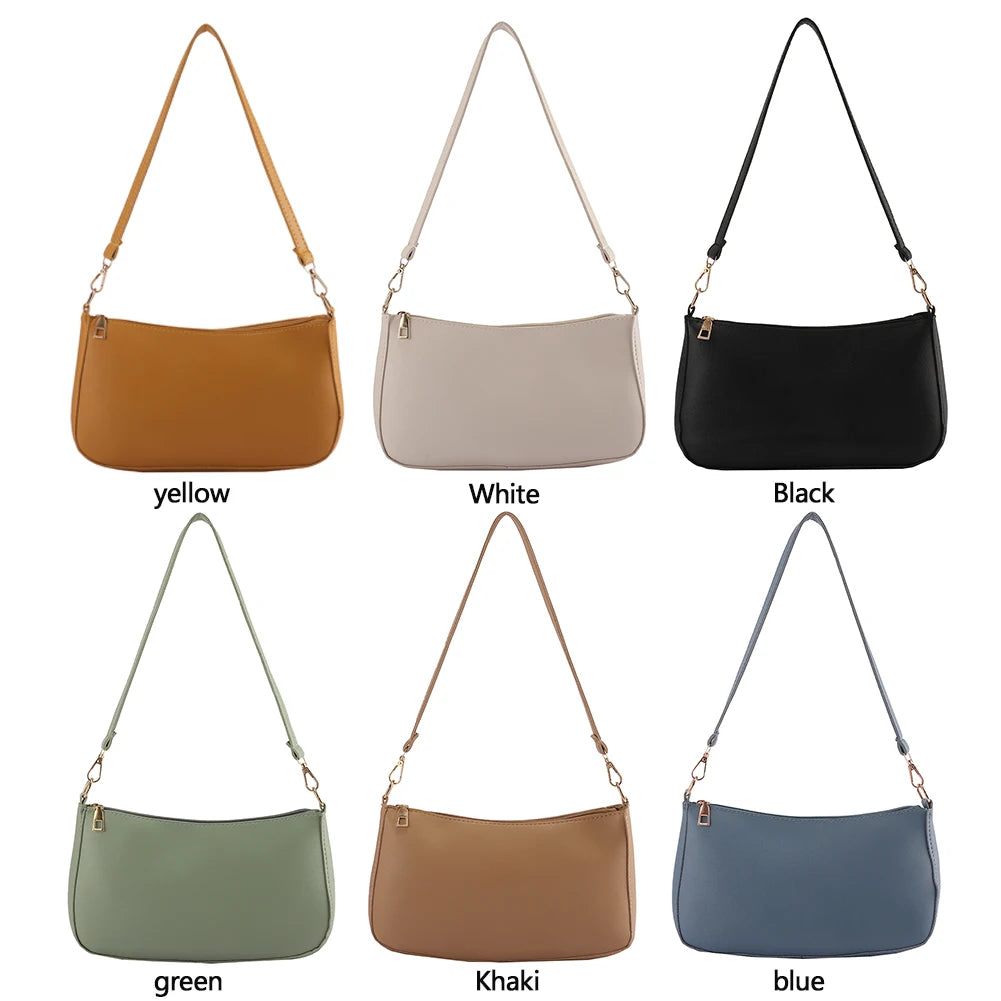 Vintage PU Leather Shoulder Bag Women Solid Handbags
