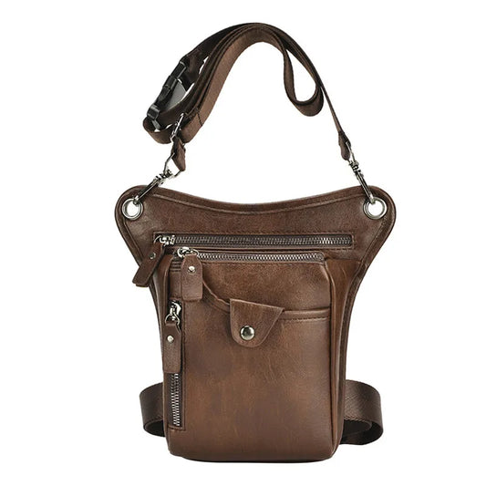 Vintage PU Leather Waist Pack Drop Leg Bag Multifunction Travel Fanny Waist Belt