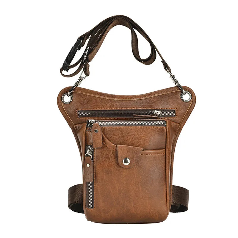 Vintage PU Leather Waist Pack Drop Leg Bag For Men Women Belt Hip Bag
