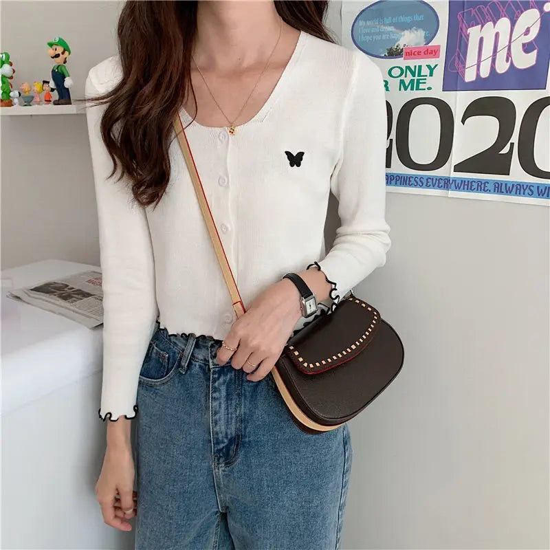 Vintage Panelled Shoulder Bag Women Cross-body Saddle Bag French Style Handbag