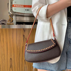 Vintage Panelled Shoulder Bag Women Cross-body Saddle Bag French Style Handbag