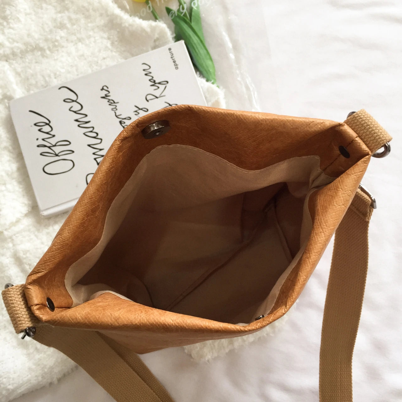 Vintage Paper Fabric Crossbody Bags for Women Letter Graphic Shoulder Bag