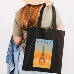 Vintage Eiffel Tower Poster Women Canvas Shoulder Handbag