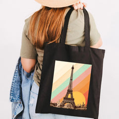 Vintage Eiffel Tower Poster Women Canvas Shoulder Handbag