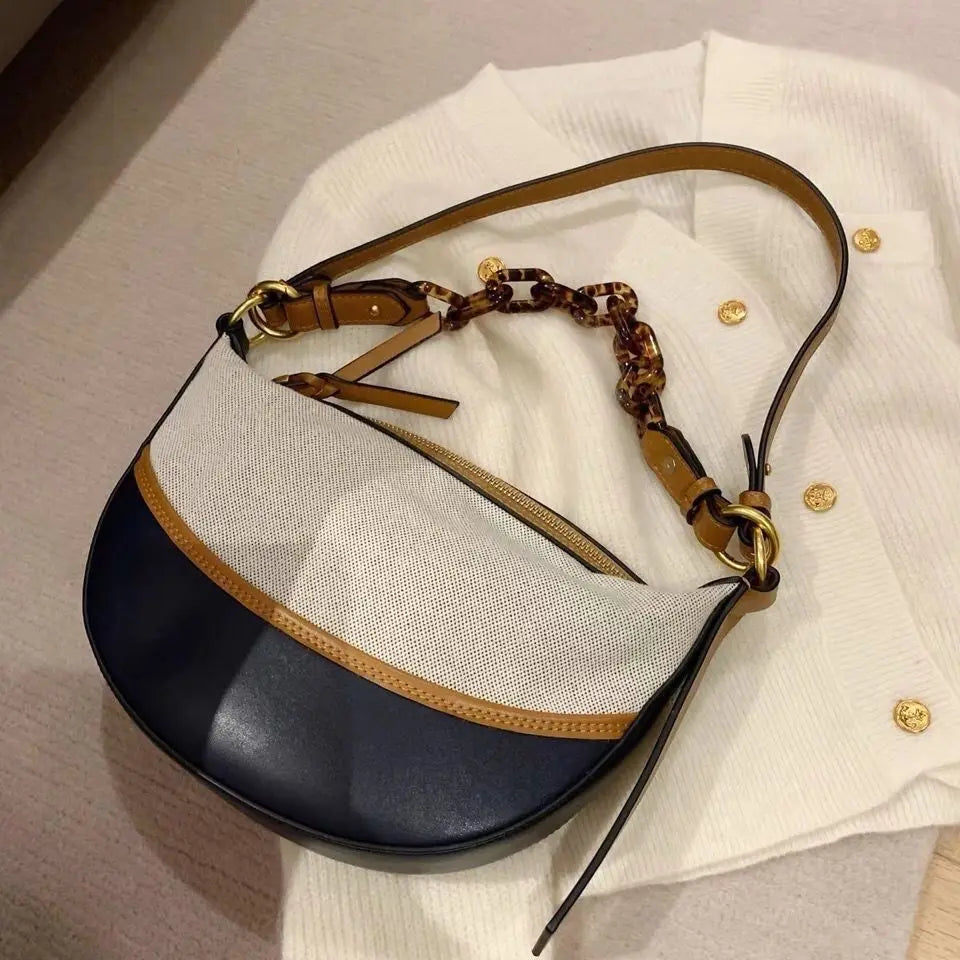 Vintage Patchwork Shoulder Bags Women Large Capacity Chain Bag
