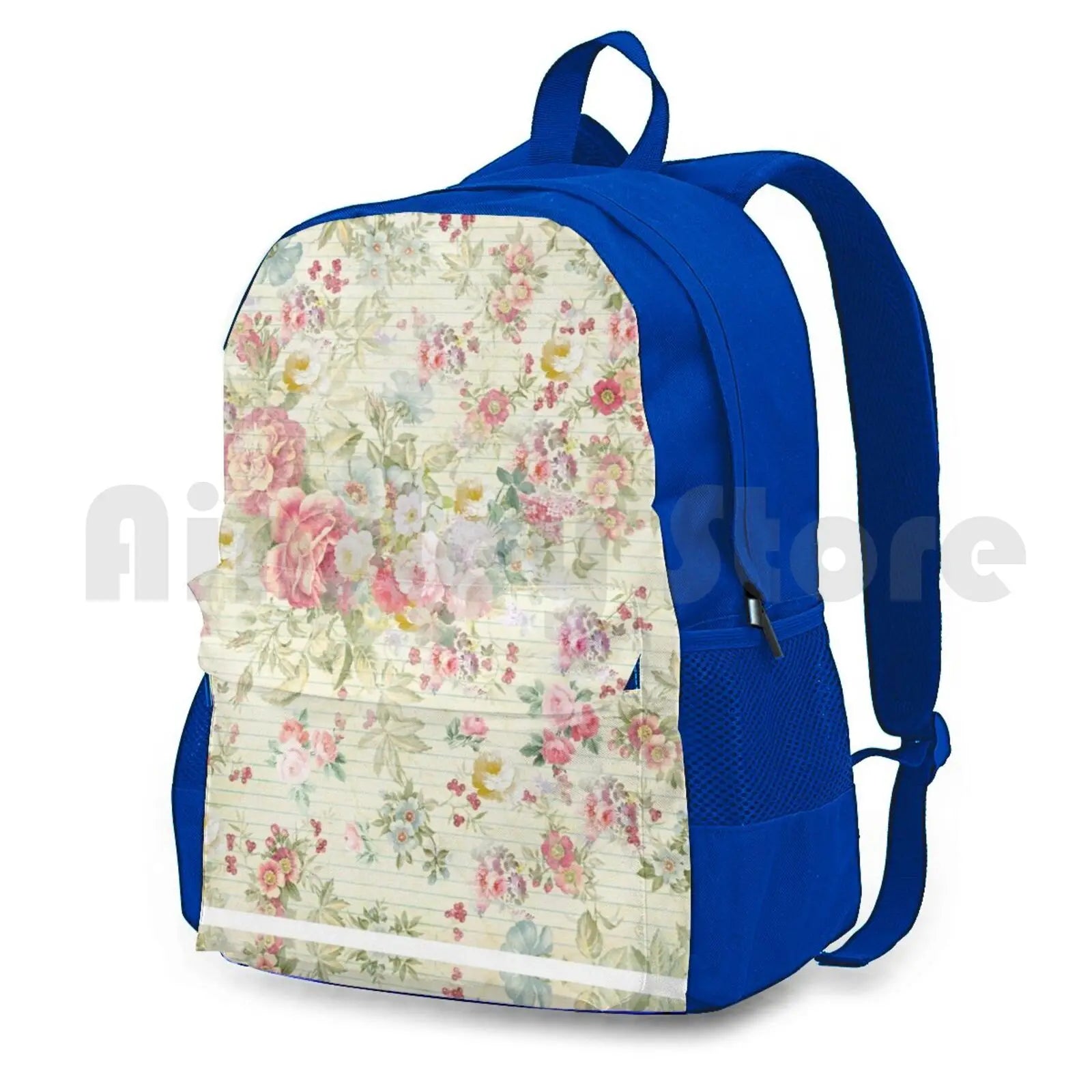 Vintage Pink Floral Outdoor Hiking Backpack Waterproof