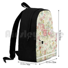 Vintage Pink Floral Outdoor Hiking Backpack Waterproof