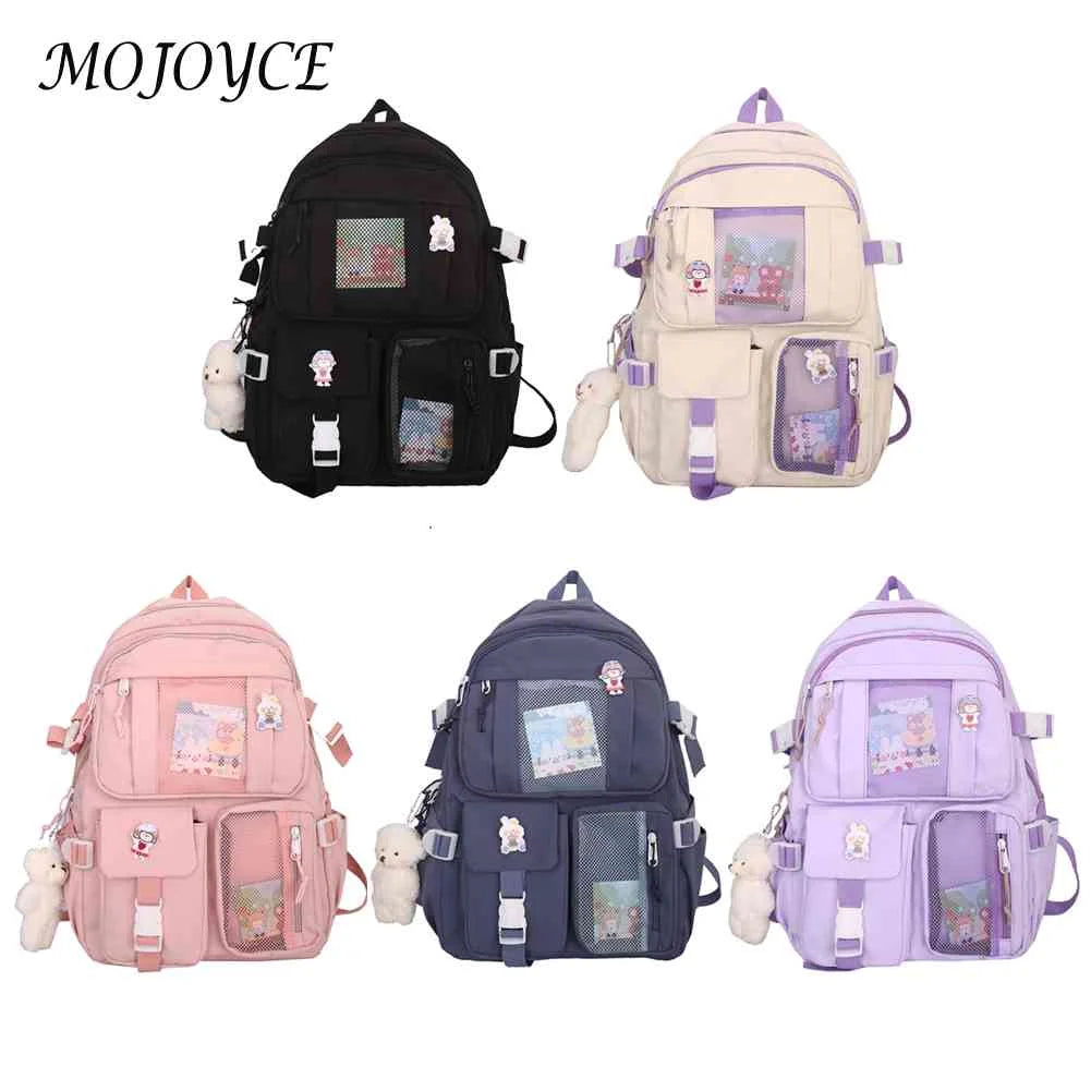 Vintage Patchwork Backpack for Women Preppy Style Large Knapsack