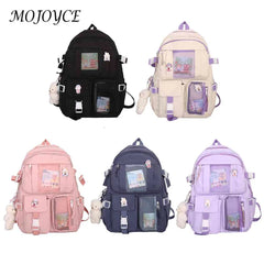 Vintage Patchwork Backpack for Women Preppy Style Large Knapsack
