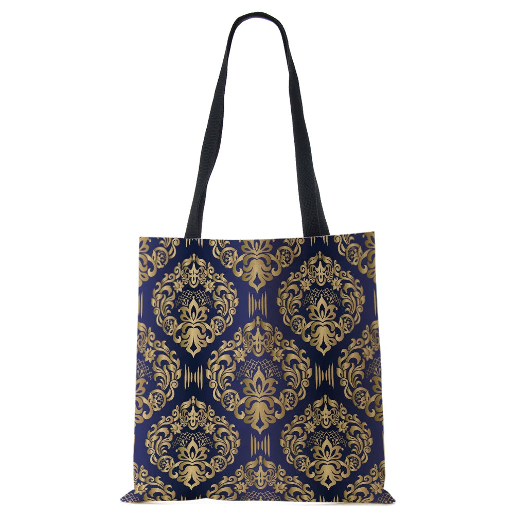 Vintage Print Women Shoulder Bag Reusable Shopper Tote Bag