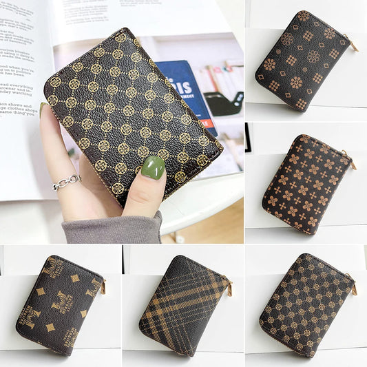 Vintage Printed Short Wallet Female Card Holder Lightweight Bag