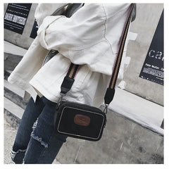 Vintage Wide Strap Crossbody Bag PU Leather Lady Shoulder Messenger